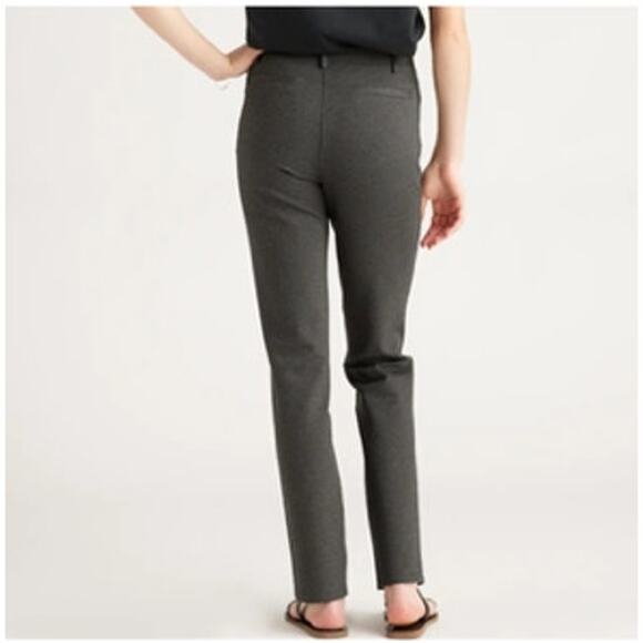 Quince Ultra-Stretch Ponte Straight Leg Pants Charcoal Large Tall 30" Inseam - Picture 2 of 11